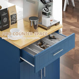 Shintenchi Rolling Kitchen Island Cart with Large Worktop, Cabinet Storage, Drawers, Towel Rack and Wheeled Side-Table Design, White