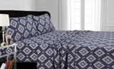 King Damask-Printed Flannel Sheet Set with 200-GSM Fabric and Deep Pockets