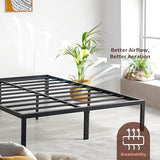 PrimaSleep Full-Size 18-Inch Heavy-Duty Steel Slat Bed Frame in Black with Anti-Slip Support, No-Noise Construction, Easy Assembly, and No Box Spring Required