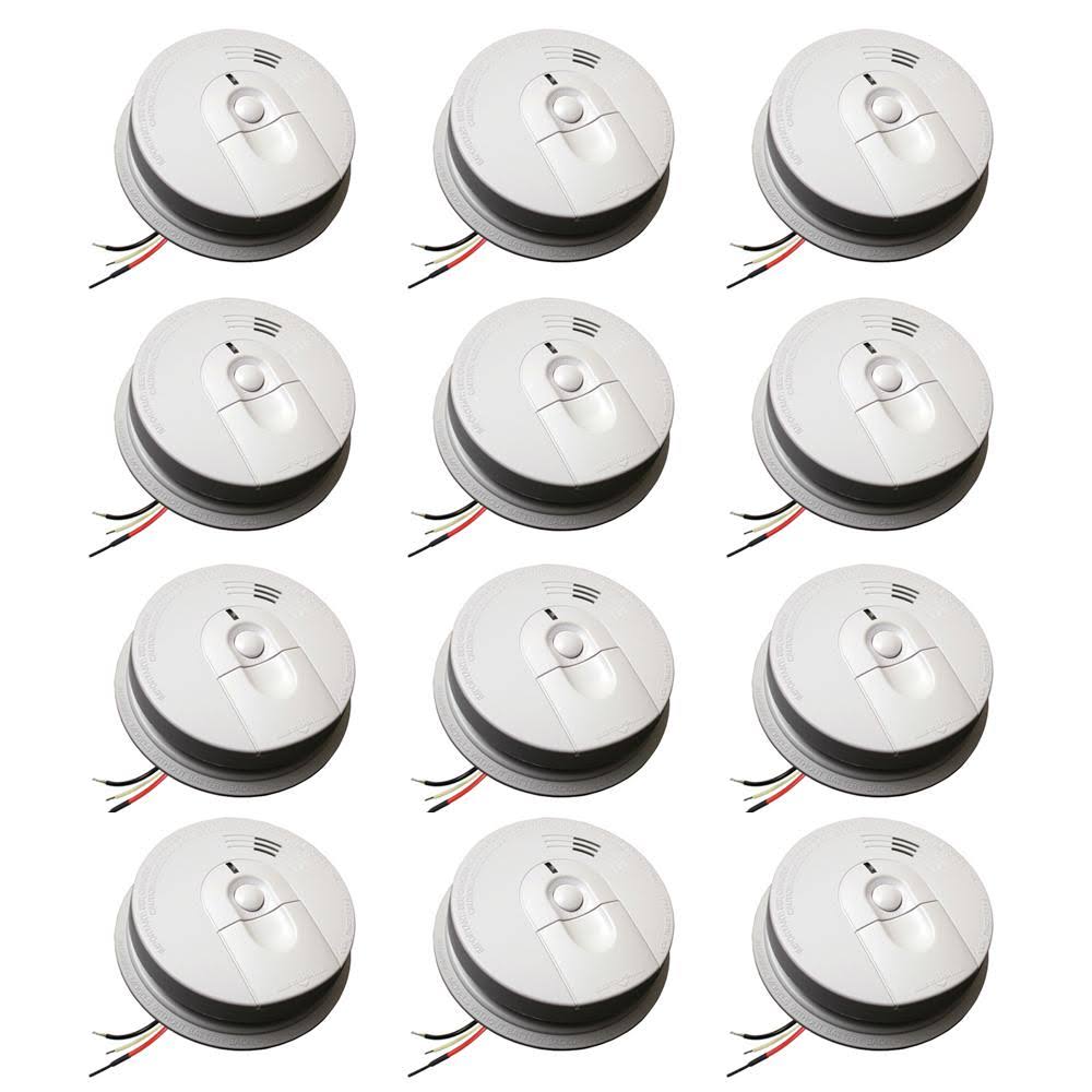 Kidde Firex Hardwired Smoke Detector 12-Pack with Ionization Sensor, 9-Volt Battery Backup, Front-Load Door, i4618