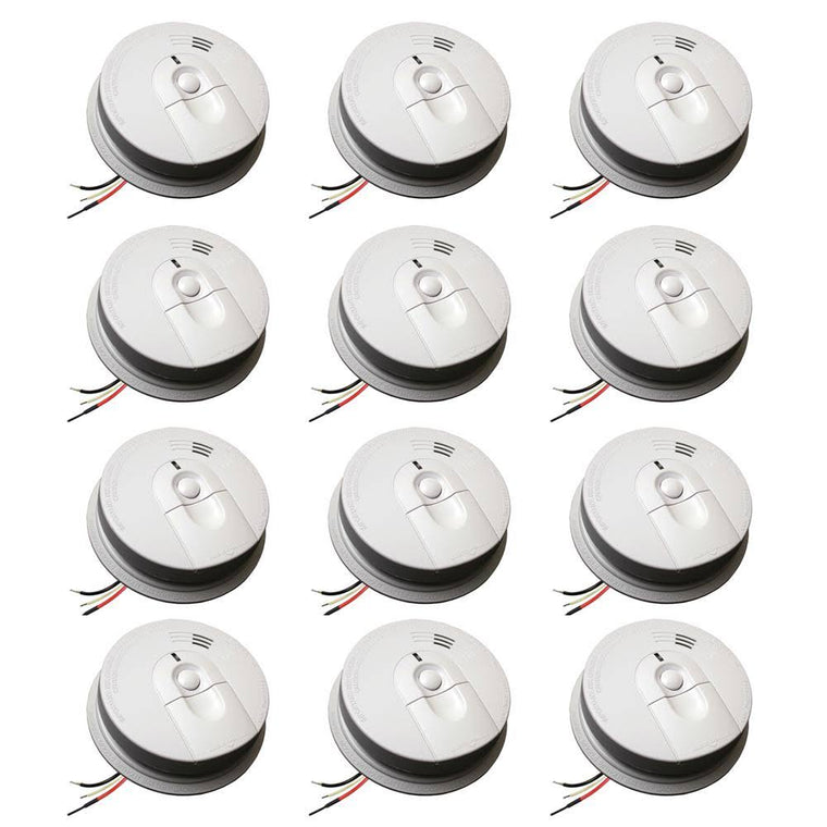 Kidde Firex Hardwired Smoke Detector 12-Pack with Ionization Sensor, 9-Volt Battery Backup, Front-Load Door, i4618