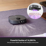 Eureka J15 Pro Ultra Robot Vacuum and Mop with Self-Emptying Base, 16,200 Pa Suction and Flex-Arm Mop, Featuring Hot Water Washing, Hot Air Drying, Anti-Tangle Technology and AI Obstacle Avoidance, Black