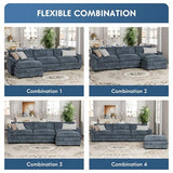 YESHOMY U-Shaped Modular Sectional Sofa in Grey Chenille, Featuring Supportive Soft Sponges, Removable Ottoman, and Sleeper Design