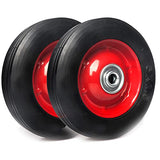AR-PRO 2-Pack 6 x 1.5-Inch Flat-Free Solid Rubber Hand Truck Wheels with Ball Bearings, 5/8-Inch Bore and 132 lbs Load Capacity