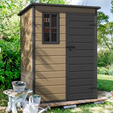 DWVO 5 x 3ft Gray Resin Outdoor Storage Shed with Floor, Window, Waterproof Construction, and Lockable Door for Garden, Yard, or Patio