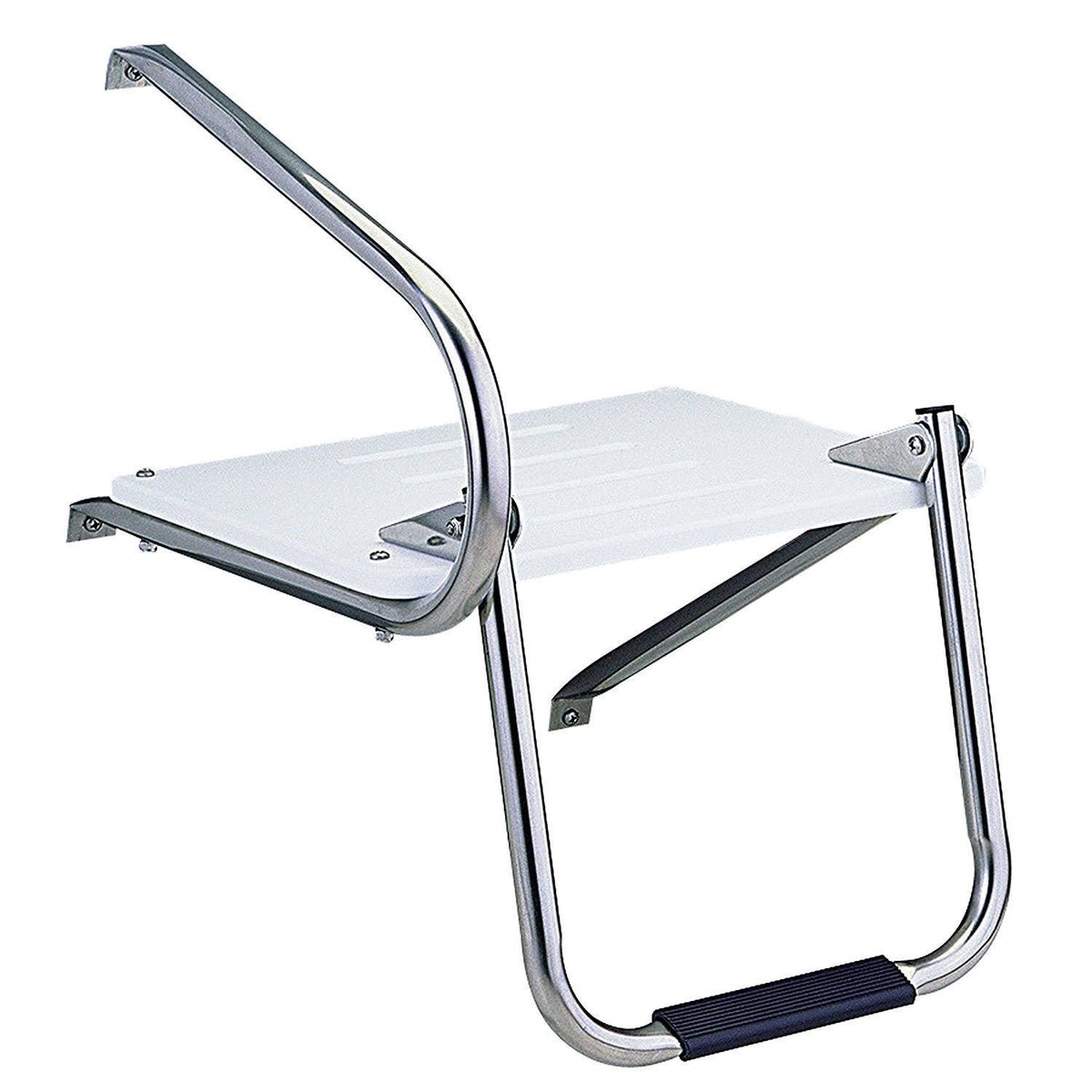 Pactrade Marine Universal Fiberglass Swim Platform with Under-Mount Fold-Down Ladder, 1-Step Inboard Design with One Rail