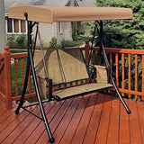 PURPLE LEAF Deluxe 3-Seat Patio Porch Swing with Weather-Resistant Steel Frame, Adjustable Tilt Canopy and Beige Finish