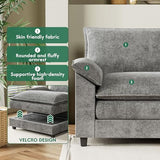 YESHOMY U-Shaped Modular Sectional Sofa in Grey Chenille, Featuring Supportive Soft Sponges, Removable Ottoman, and Sleeper Design