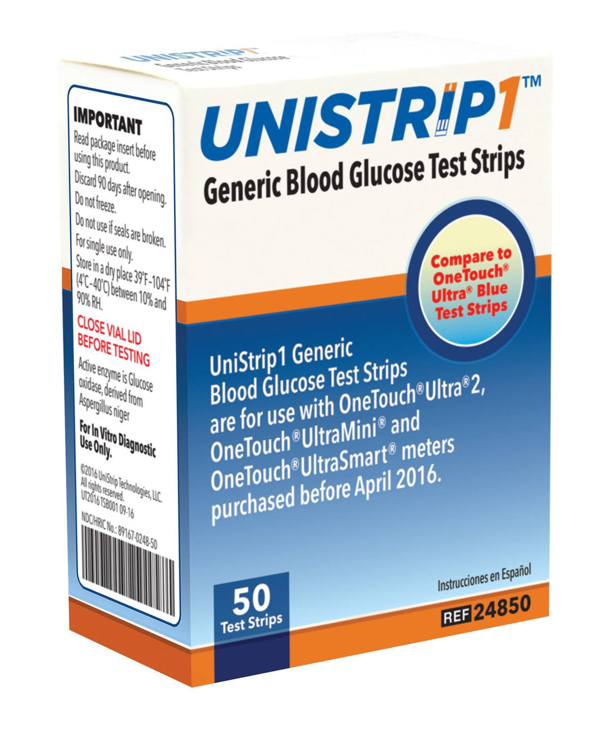 Unistrip Blood Glucose Test Strips, 1200-Strip Case