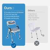 Foldable Shower Chair with Padded Back and Armrests for Elderly and Disabled Adults, Compact Portable Bathroom Seat for Travel and Indoor Use