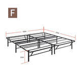 PrimaSleep Full-Size 18-Inch Heavy-Duty Steel Slat Bed Frame in Black with Anti-Slip Support, No-Noise Construction, Easy Assembly, and No Box Spring Required