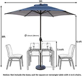 Abba Patio 9-Feet Turquoise Striped Market Umbrella with Push Button Tilt and Crank