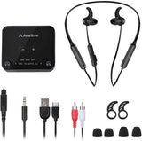 Avantree HT4186 Wireless TV Headphones and Neckband Earbuds with Bluetooth Transmitter, Compatible with Optical Digital Audio, RCA and 3.5mm Aux TVs