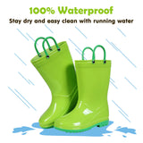 Litfun Green Rain Boots for Toddler Boys and Girls, Size 8 Toddler Waterproof Garden Shoes