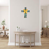 MelinSam Wooden Wall Cross with Antiqued Metal Butterfly and Inscribed Inspirational Prayer for Church, Home and Room Decor