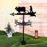 Retro Farmer-Shaped Metal Wind Vane with Roof Mount, Garden and Farmyard Weather Direction Indicator