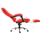 HOMCOM Reclining Executive Home Office Chair with PU Leather Upholstery and Footrest, Red