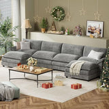 YESHOMY U-Shaped Modular Sectional Sofa in Grey Chenille, Featuring Supportive Soft Sponges, Removable Ottoman, and Sleeper Design
