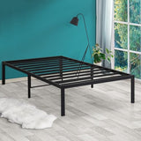 PrimaSleep Full-Size 18-Inch Heavy-Duty Steel Slat Bed Frame in Black with Anti-Slip Support, No-Noise Construction, Easy Assembly, and No Box Spring Required