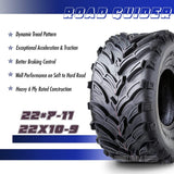 Road Guider Set of 4 ATV/UTV Tires with 6PR Rating and 20mm Deep Tread, 22 × 7-11 Front and 22 × 10-9 Rear, for Honda Recon 250 and Suzuki Ozark 250
