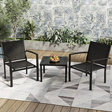 Greesum 4-Piece Outdoor Patio Conversation Set with Glass Coffee Table, Black Furniture for Lawn, Garden or Poolside