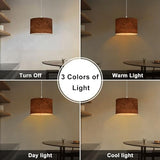 Plug-In Pendant Light with Linen Lampshade, Clear Cord and Dimmable Switch for Bedroom or Living Room
