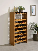 ACME Hanzi Wood Wine Cabinet for 35 Bottles, Featuring Stemware Rack, Oak Finish
