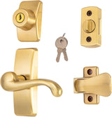 Ideal Security Satin Gold Door Lever with Deadbolt Lock for Storm and Screen Doors