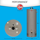 40-Gallon Tall Natural Gas Water Heater for Manufactured Housing, Rheem Performance Series with 34,000 BTU Input and 6-Year Warranty