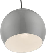 Livex Lighting Piedmont Globe Pendant, 1-Light Industrial Fixture, 15 Inches Tall and 10 Inches Wide, Shiny Light Gray with Polished Chrome