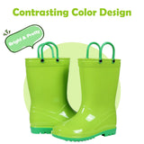 Litfun Green Rain Boots for Toddler Boys and Girls, Size 8 Toddler Waterproof Garden Shoes