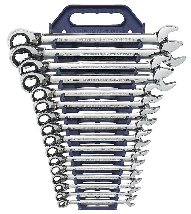 GearWrench 16-Piece Metric Reversible Combination Ratcheting Wrench Set, Model 9602