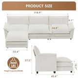 YESHOMY U-Shaped Modular Sectional Sofa in Grey Chenille, Featuring Supportive Soft Sponges, Removable Ottoman, and Sleeper Design