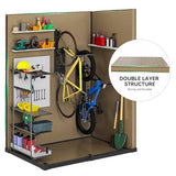 DWVO 5 x 3ft Gray Resin Outdoor Storage Shed with Floor, Window, Waterproof Construction, and Lockable Door for Garden, Yard, or Patio