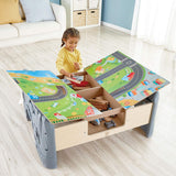 Hape E3766 70-Piece Railway Train Table Set with Battery-Powered Locomotive, Removable Playmat Surface and Storage for Kids 3 Years and Up
