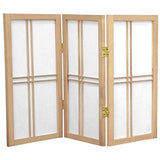 Oriental Furniture 3-Panel Double Cross Shoji Screen for Desktops, 2 ft. Tall, Natural Finish